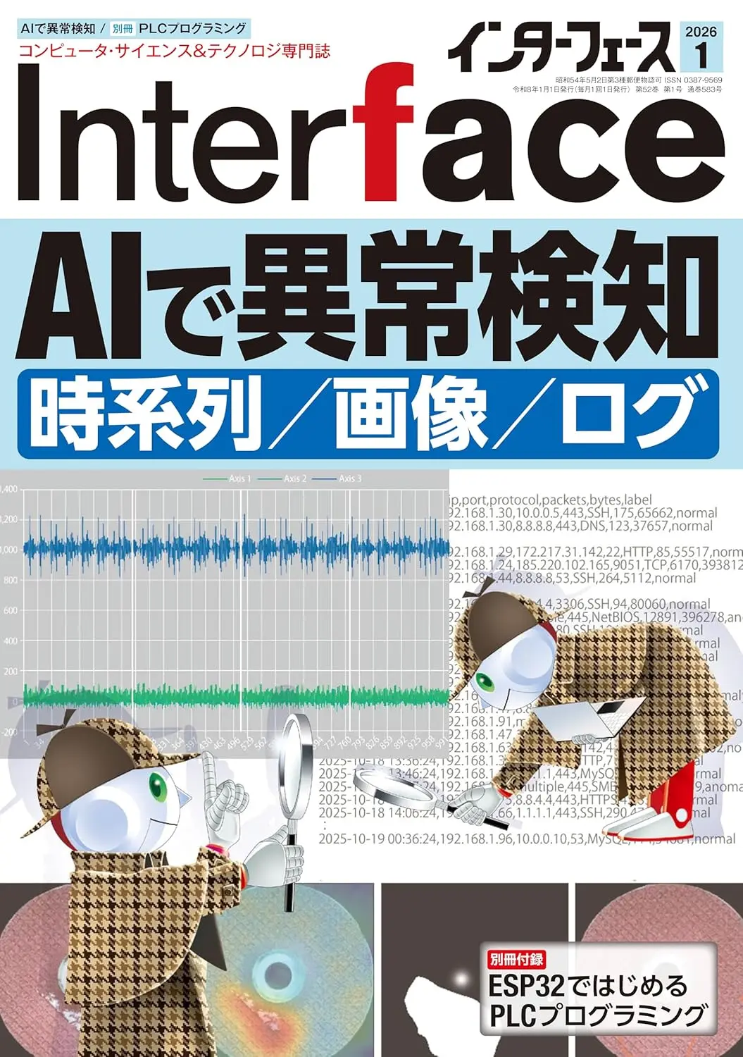 別冊サイエンス 82 コンピューターレクリエーションⅠ 遊びの発想 Interface 2026年1月号発売、特集は「AIで異常検知」 ESP32でPLC