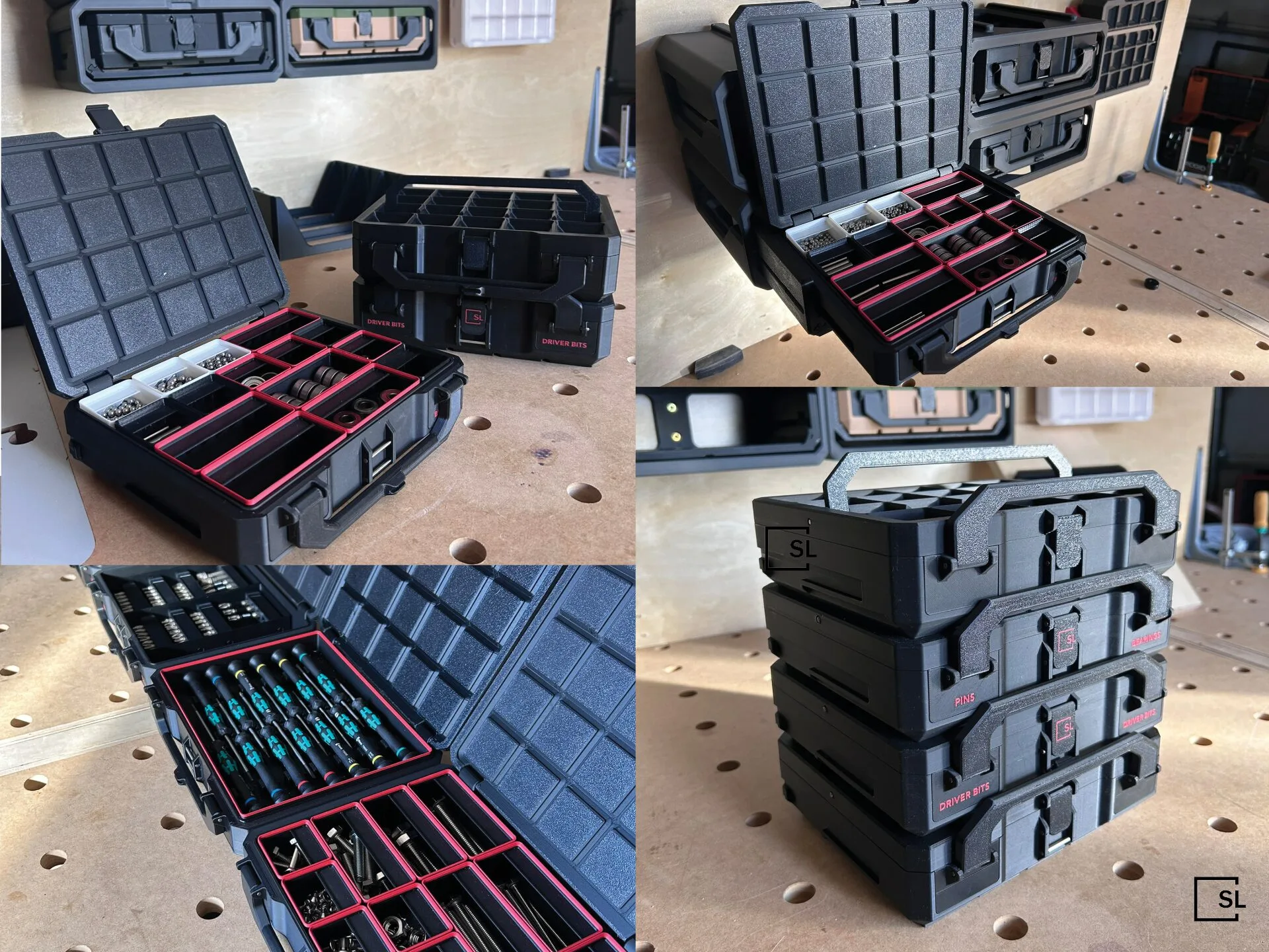 Dell Micro用 Gridfinity収納ホルダー 7台用 3Dプリンターで作る持ち運べるGridfinity収納ボックス、片手で開け