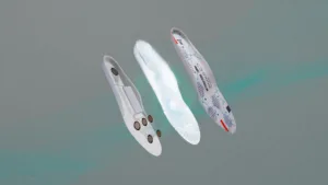 Three dental orthodontic devices—brace components and a clear aligner—floating in a muted teal background, suggesting orthodontic treatment tools.