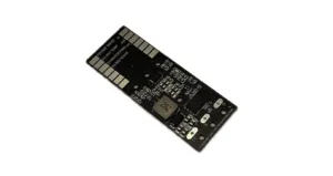Black PCB module with multiple surface-mount components and a gold edge connector, used for electronics prototyping or sensor interfaces.