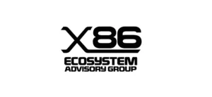 X86 Ecosystem Advisory Group logo with bold 'X86' and 'ECOSYSTEM ADVISORY GROUP' text on white background