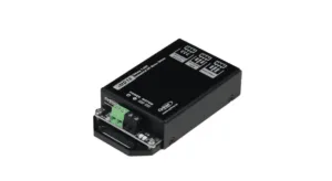 Cytron iMD16 motor driver module with green terminal block and black enclosure, mounted on a small bracket.